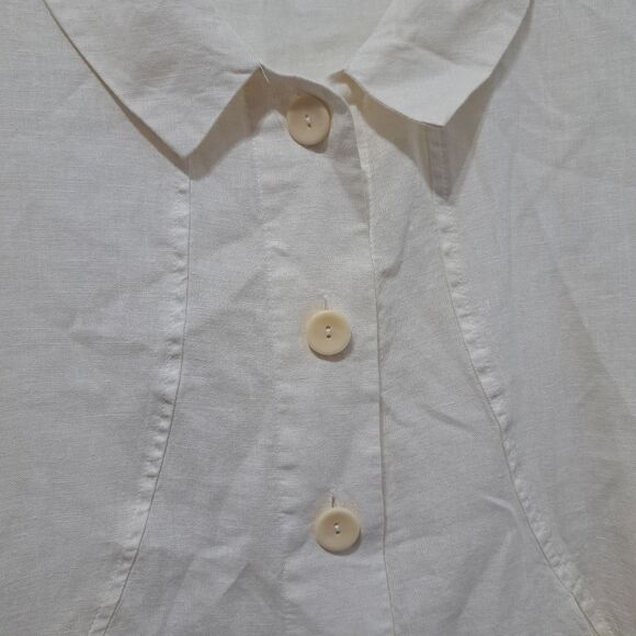 Flax Linen Azalea Carper Lightweight Jacket Minimalist Button Down Cream Large - Picture 13 of 16